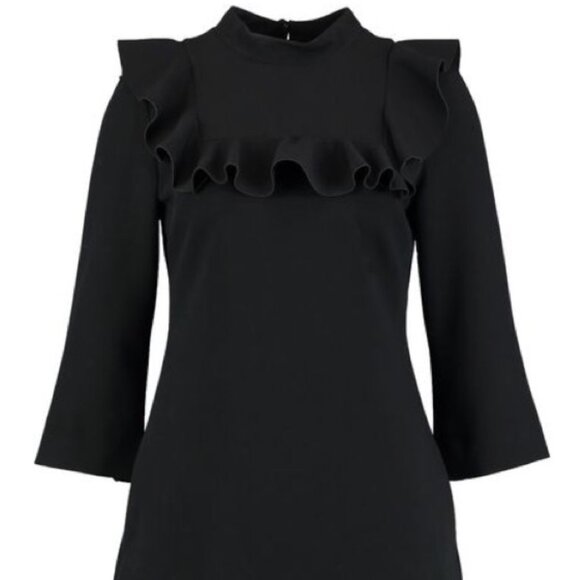 Banana Republic Ruffle Bi-Stretch Dress in Black, size 10 - Picture 8 of 9